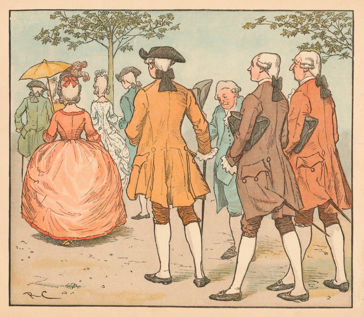 Hendes kærlighed blev søgt...Af tyve beaux og mere, c1885, 1934. af Randolph Caldecott
