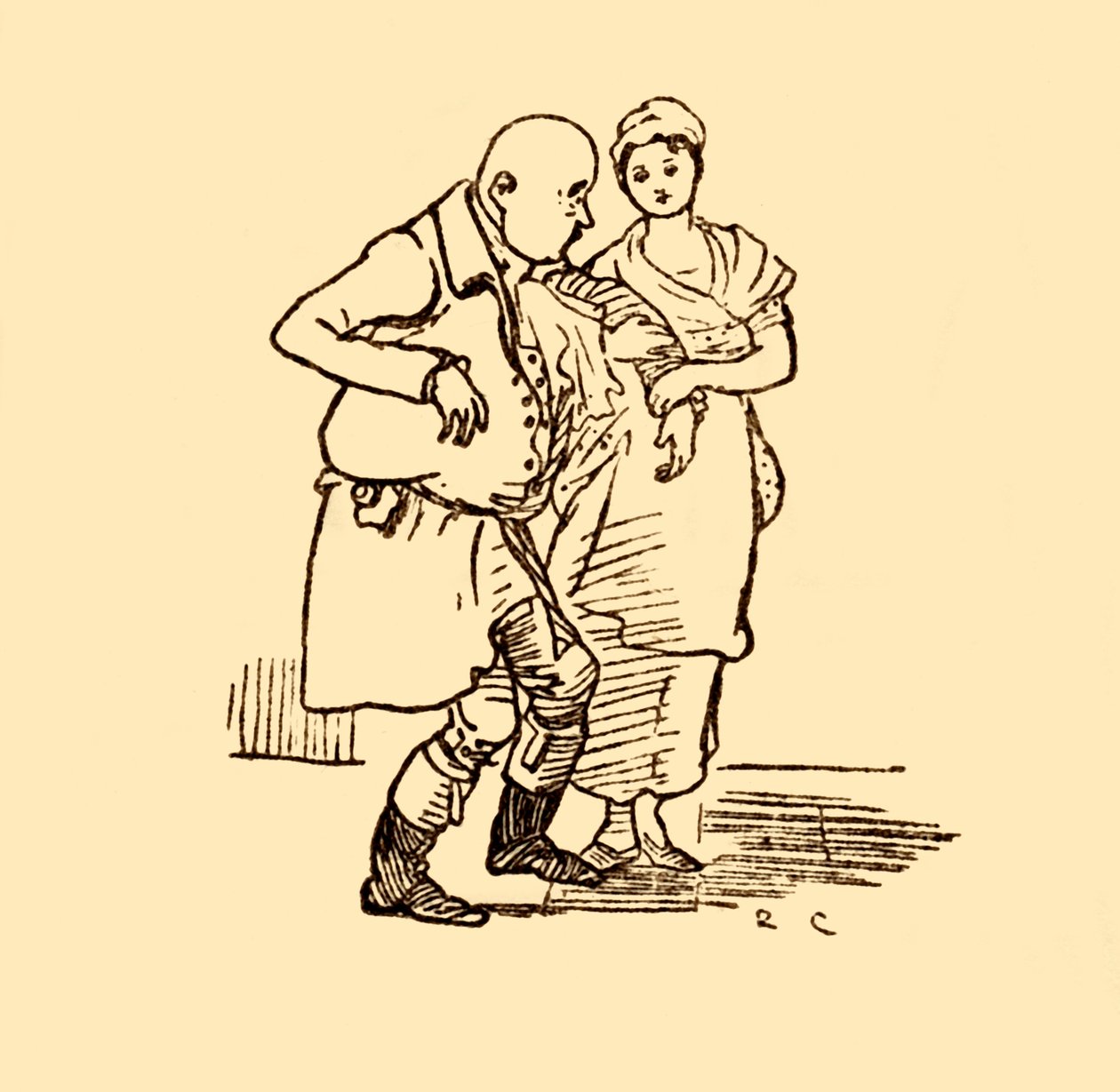 John Gilpin ankommer, hatløs og parykløs igen, 1878, c1918. af Randolph Caldecott