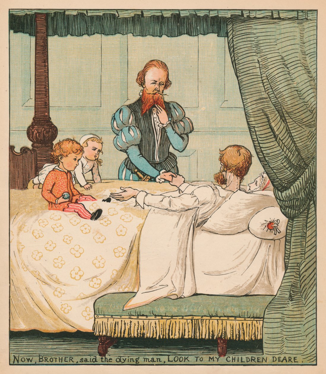 Nu, bror, sagde den døende mand, Se til mine børn kære, c1878. af Randolph Caldecott