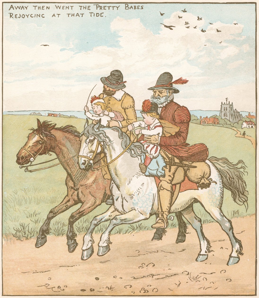 Babes (eller børn) i træet. Orphaned Babes taget af for at blive myrdet af ruffians, der er ansat af Wicked Onkel. Illustration af Randolph Caldecott (1846-86) til balladen af C1600. af Randolph Caldecott