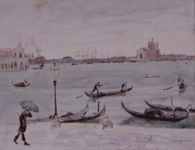 Toldhuset og San Giorgio-kirken, Venedig, set fra Piazzetta, 1800-tallet af Randolph Caldecott