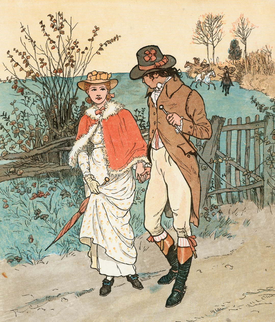 The Hunt (farvelitografi) af Randolph Caldecott