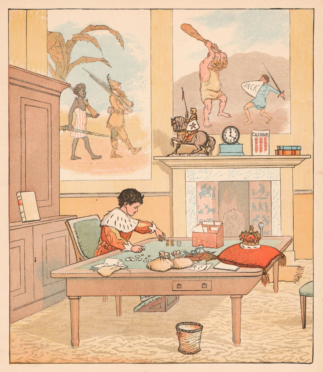 Kongen var i sit tællehus, tæller sine penge ud, 1880. af Randolph Caldecott