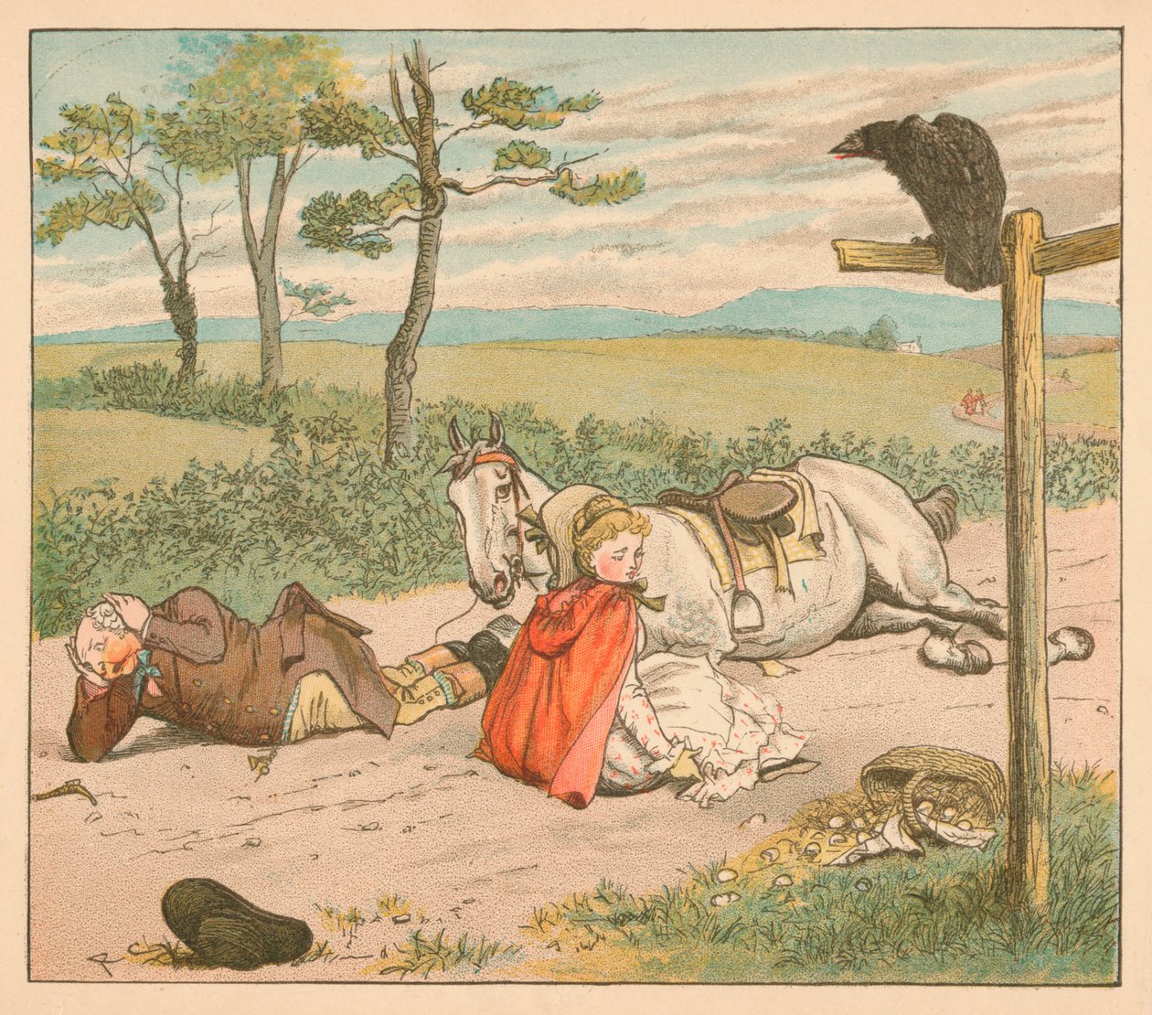 Hoppen brækkede sine knæ og bonden hans krone, c1885, 1934. af Randolph Caldecott