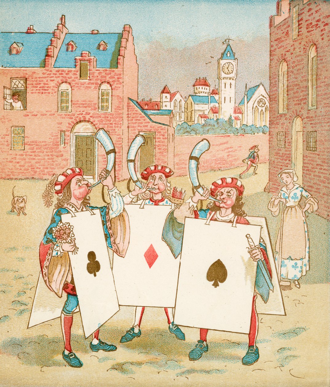 Hjerter Dame (farvelitografi) af Randolph Caldecott