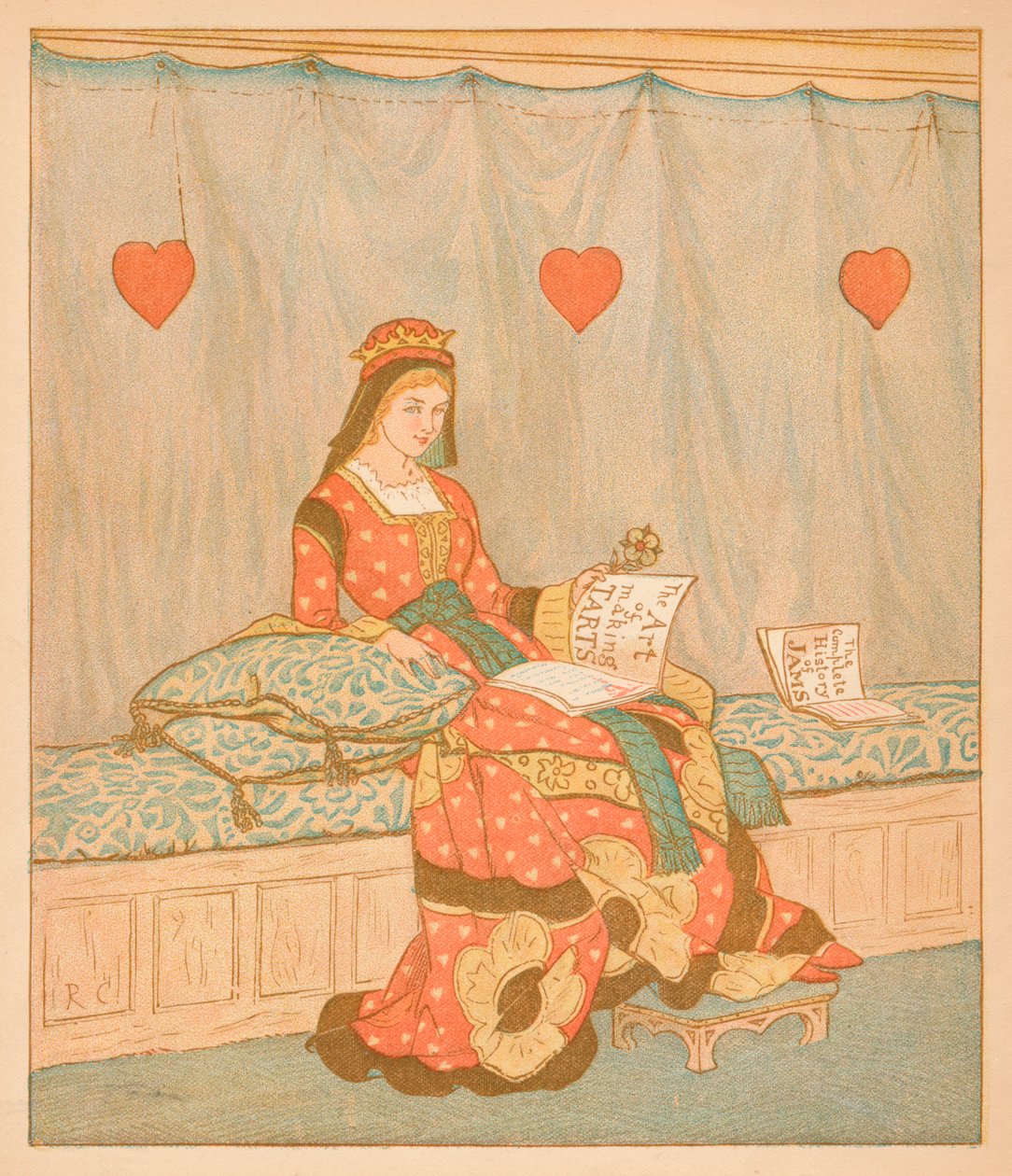 Hjertedronningen, hun lavede nogle tærter, 1880. af Randolph Caldecott