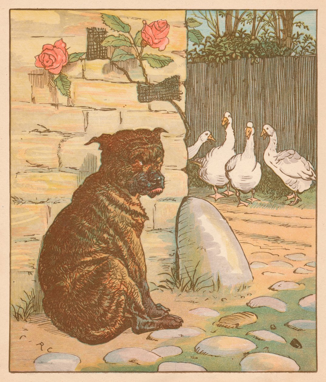 Hunden der bekymrede katten..., c1878. af Randolph Caldecott