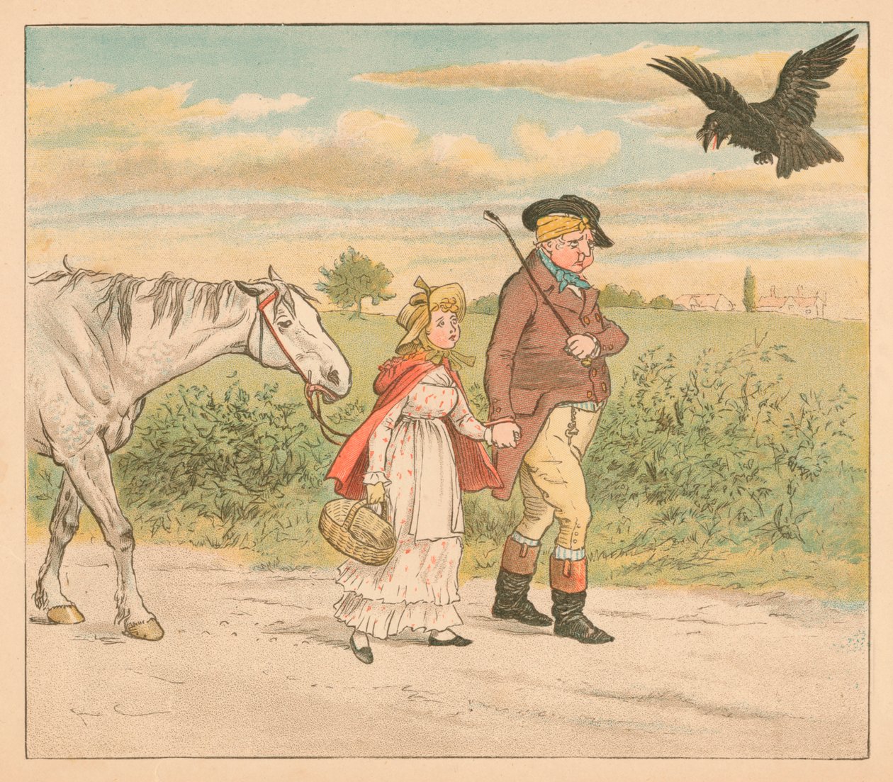 Den drilske ravn fløj grinende væk, c1885, 1934. af Randolph Caldecott