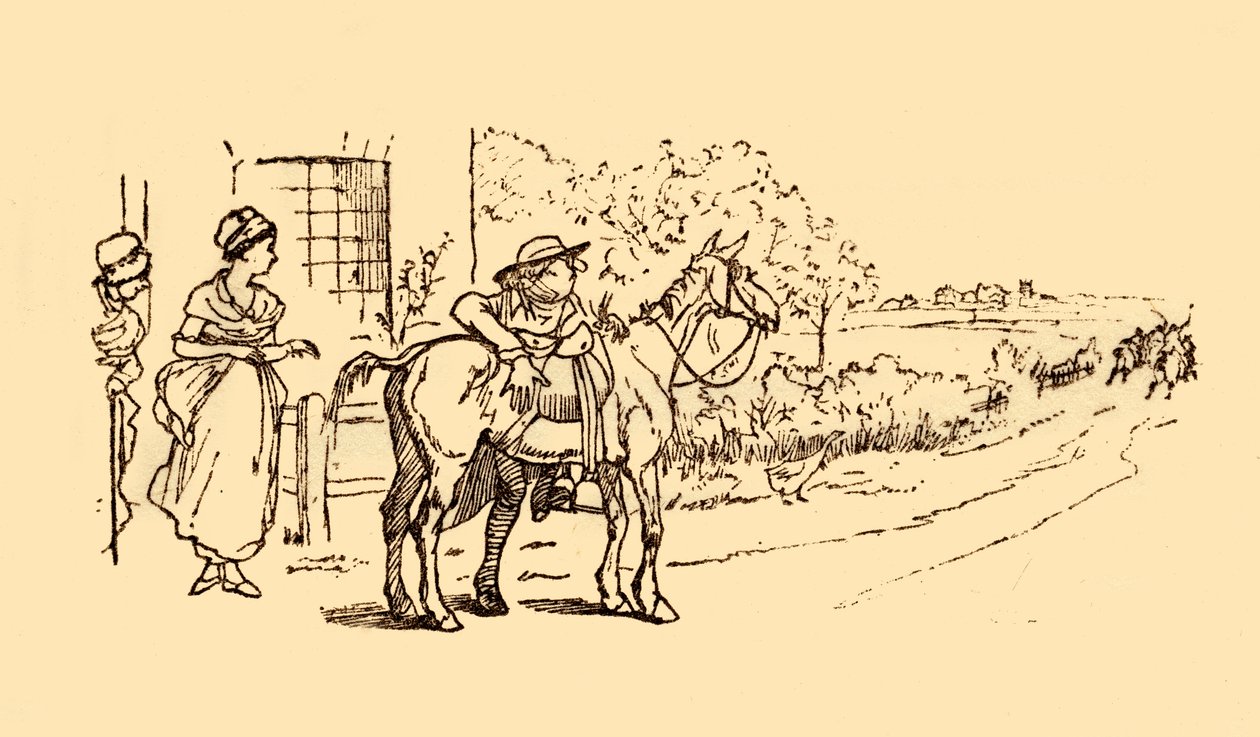 Landsbyboere ser på farvetonen og græder, 1878, c1918. af Randolph Caldecott