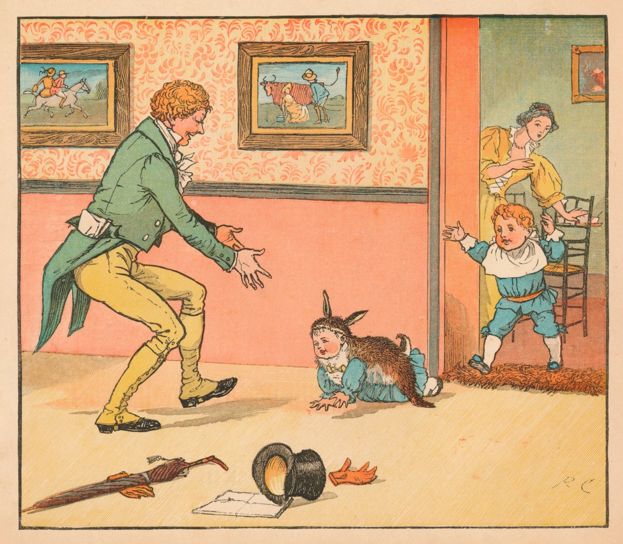 ...et kaninskind til at pakke babyspurven ind i, c1880. af Randolph Caldecott