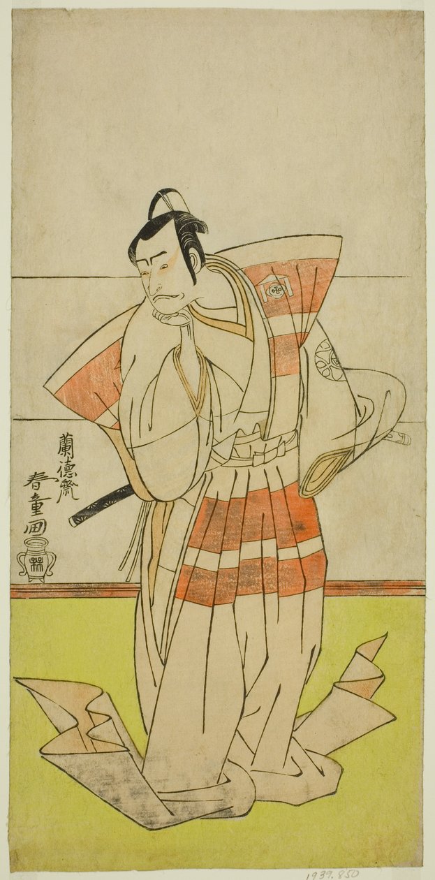 Skuespilleren Nakamura Nakazo I som Kudo Suketsune i skuespillet Edo no Fuji Wakayagi Soga, opført på Nakamura Theatre i den første måned, 1789 af Rantokusai Shundo
