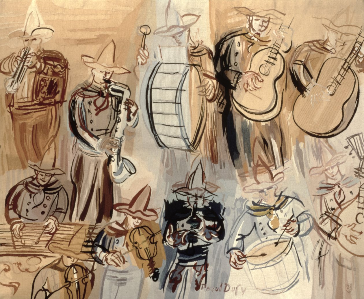 Mexicansk orkester, af Raymond Picaud Studio, Aubusson af Raoul (after) Dufy