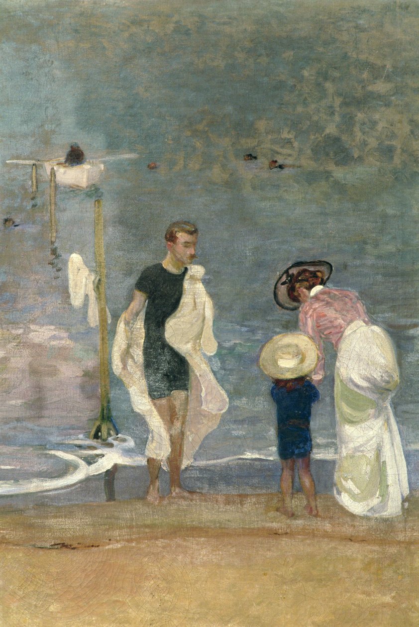 På stranden (olie på lærred) (detalje) (se også 164322) af Raoul Du Gardier