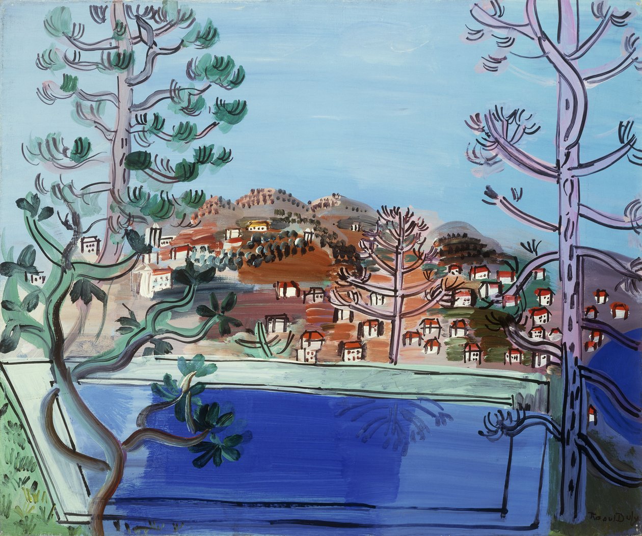 En pool ved Golfe Juan; Le Reservoir a Golfe Juan af Raoul Dufy