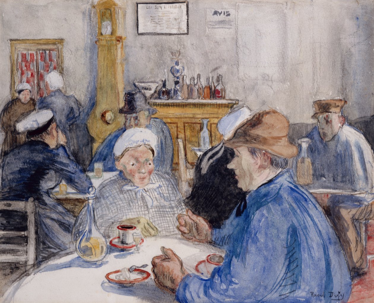 At the Cafe, ca. 1900 (akvarel, lakering og kul) af Raoul Dufy