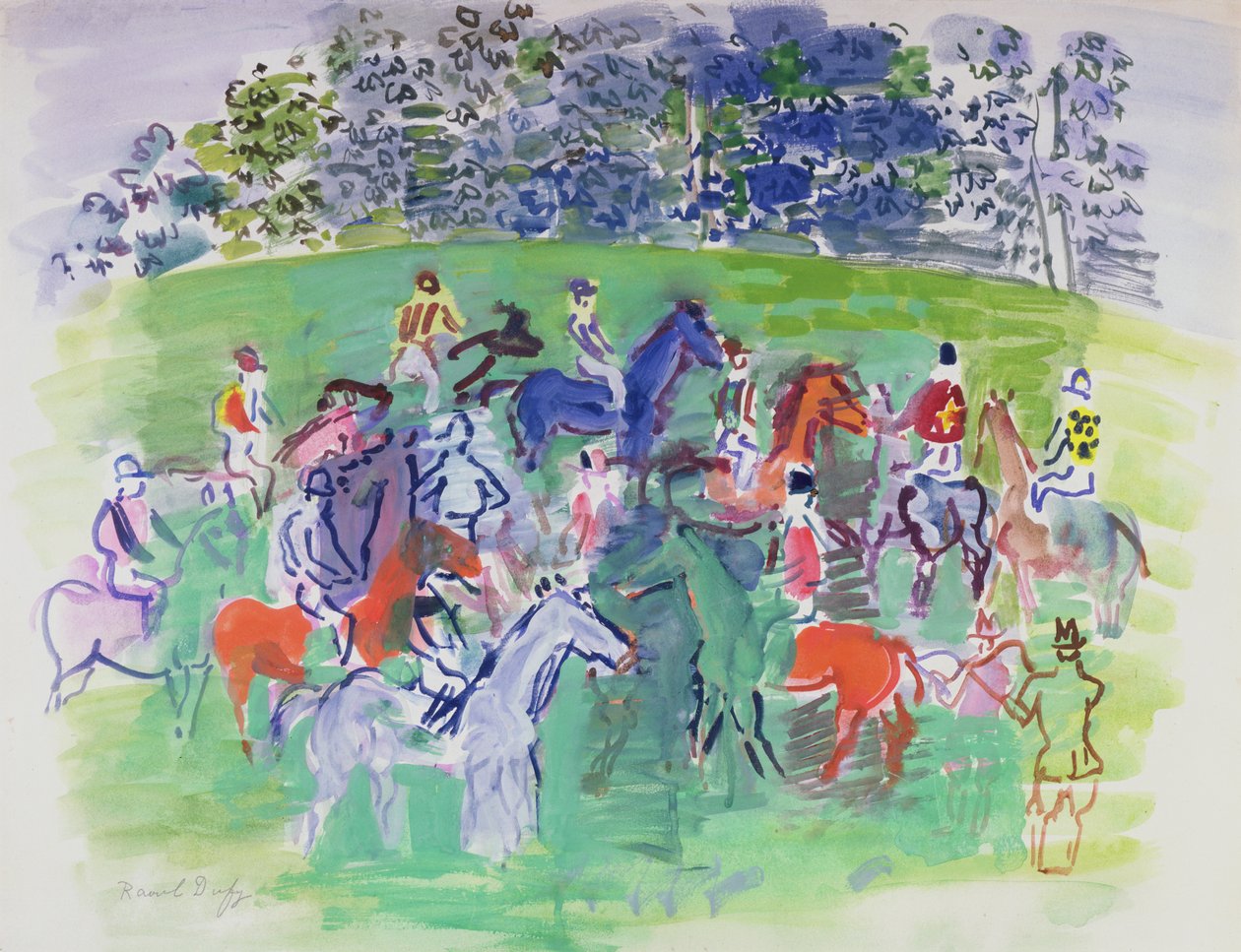 Ved væddeløbene, ca. 1930-50 (gouache) af Raoul Dufy