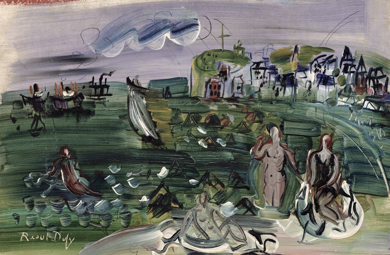 Badende i Sainte-Adresse (olie på lærred) af Raoul Dufy