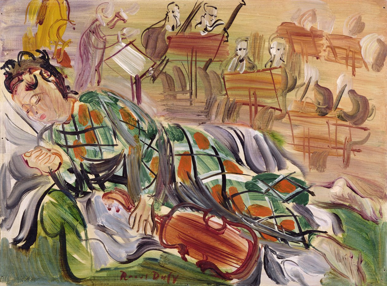 Berthe som harlekin (olie på lærred) af Raoul Dufy