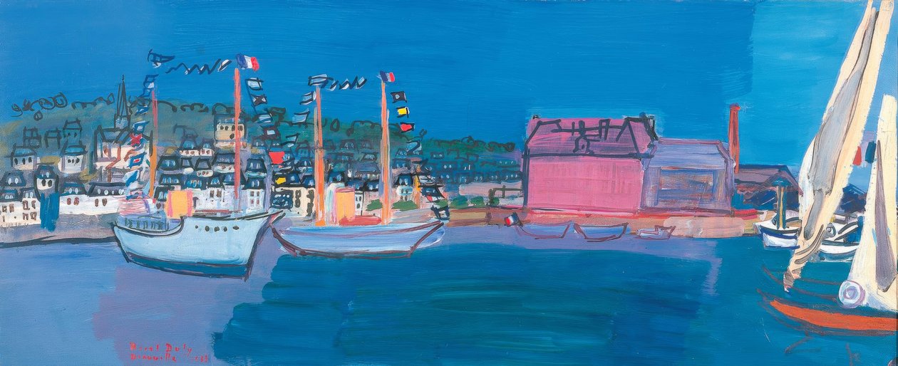 Både hav små flag huse lille havn dock sejl af Raoul Dufy