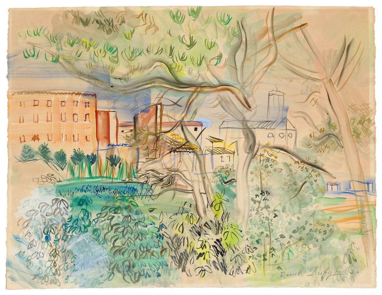 Caldas de Montbuy (akvarel og gouache på papir) af Raoul Dufy