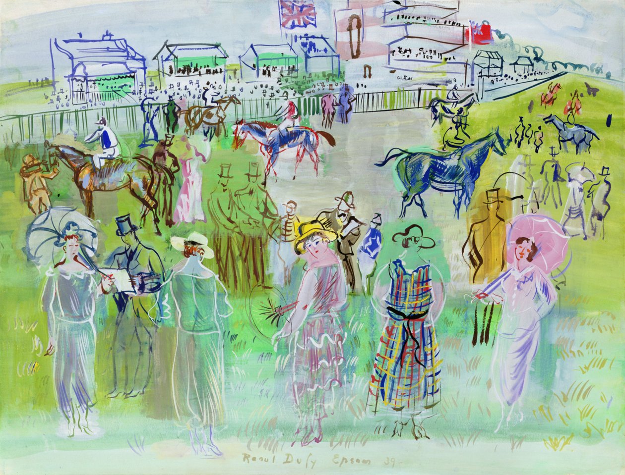 Elegante mennesker på Epsom af Raoul Dufy