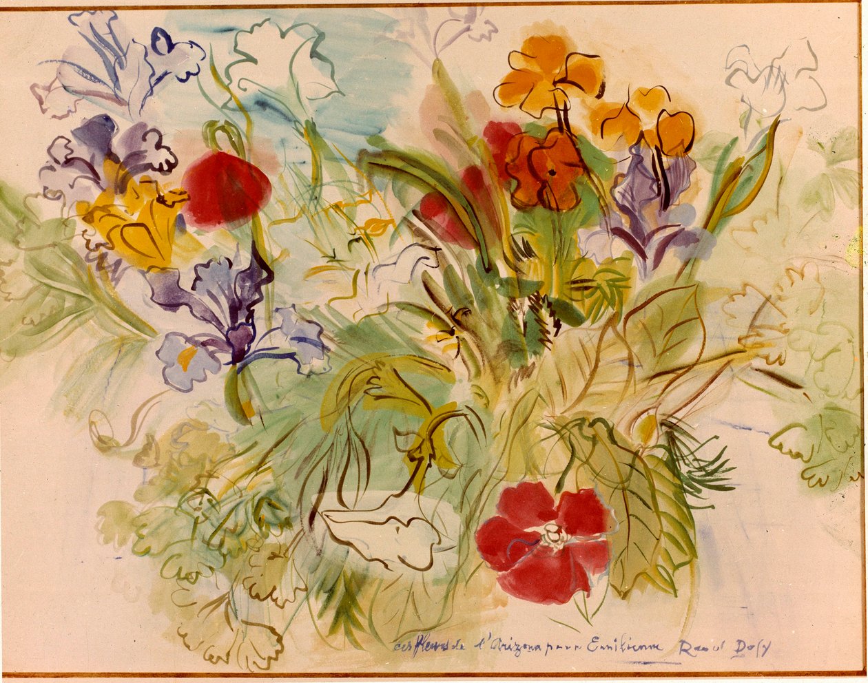 Blomster fra Arizona til Emilia, 20. århundrede (tegning) af Raoul Dufy