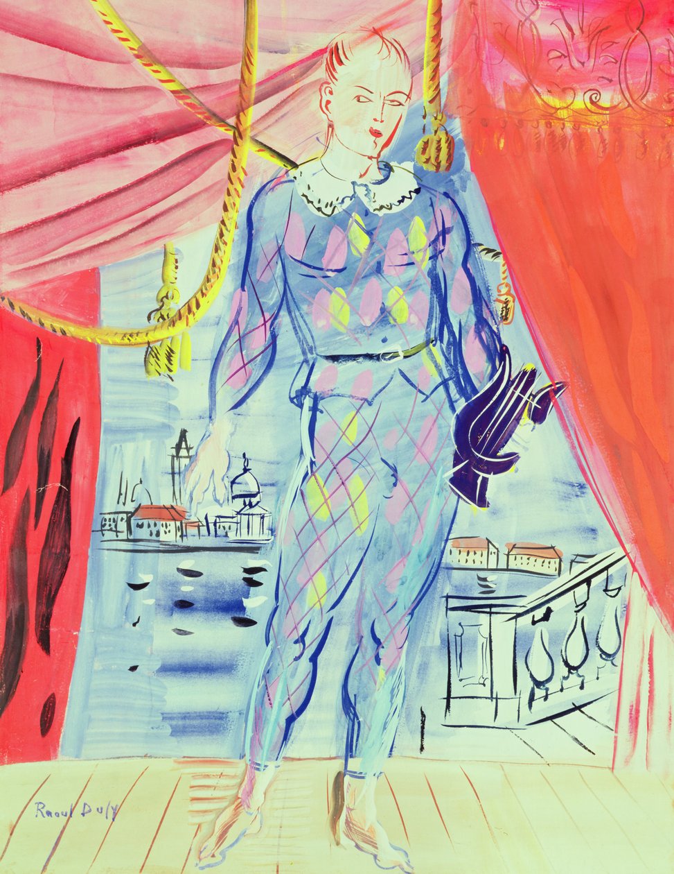 Harlekin med en lyre af Raoul Dufy