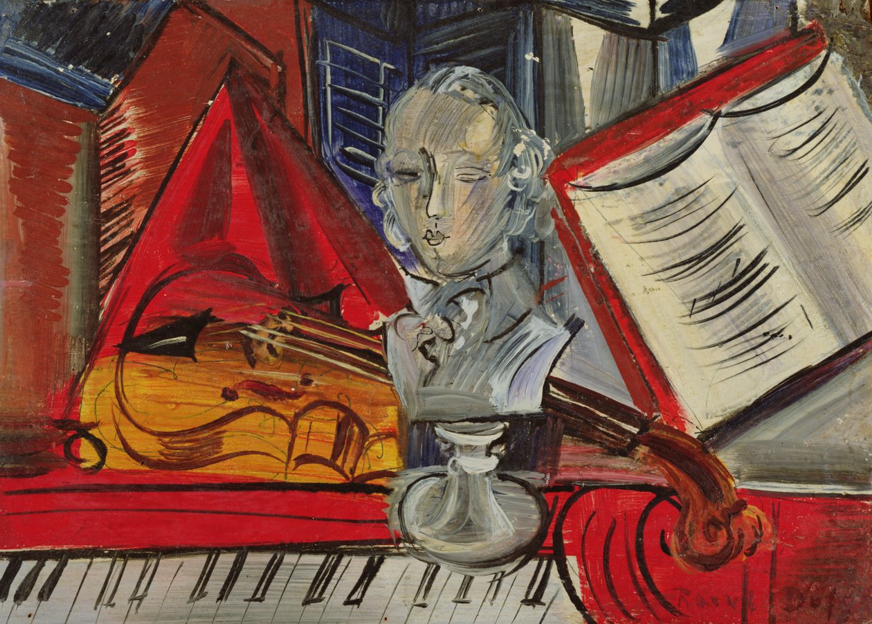 Hyldest til Mozart, ca. 1945 (olie på lærred) af Raoul Dufy