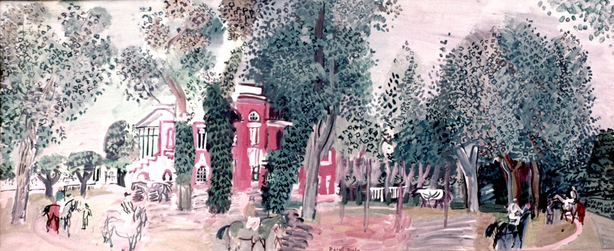 Hestevæddeløb i Deauville (akvarel på papir) af Raoul Dufy