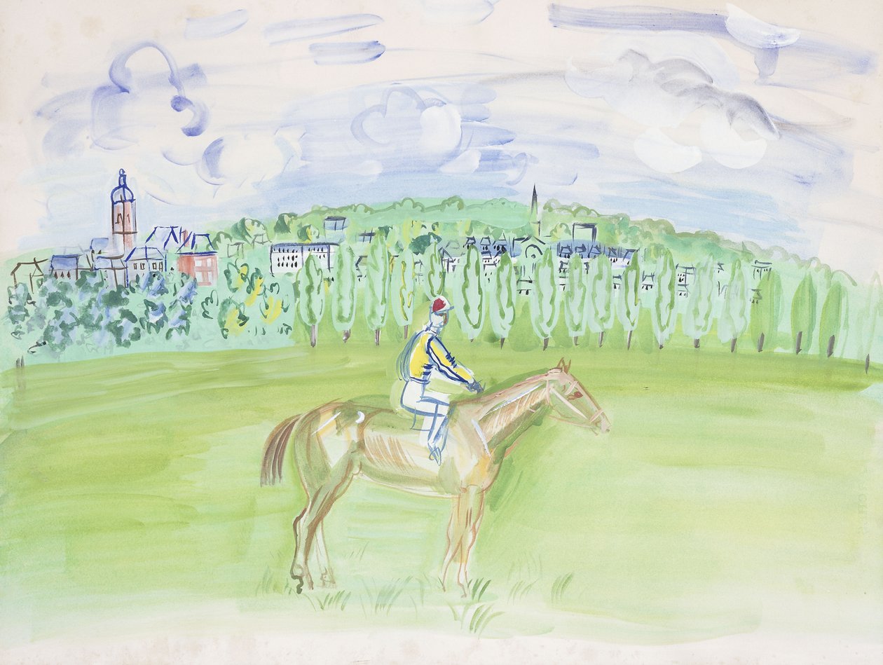Hest og jockey i Deauville; Cheval et Jockey a Deauville af Raoul Dufy