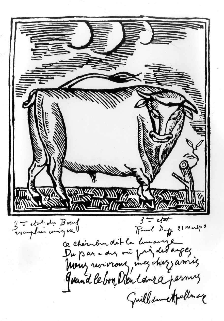 Illustration fra "Le Bestiaire" af Guillaume Apollinaire af Raoul Dufy