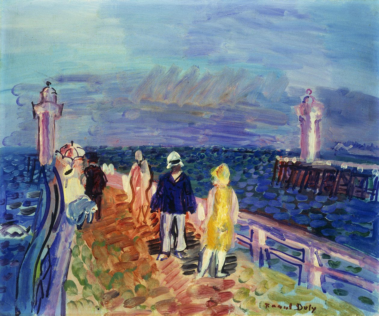 Bådebroer ved Trouville-Deauville; Les Jetees de Trouville-Deauville af Raoul Dufy