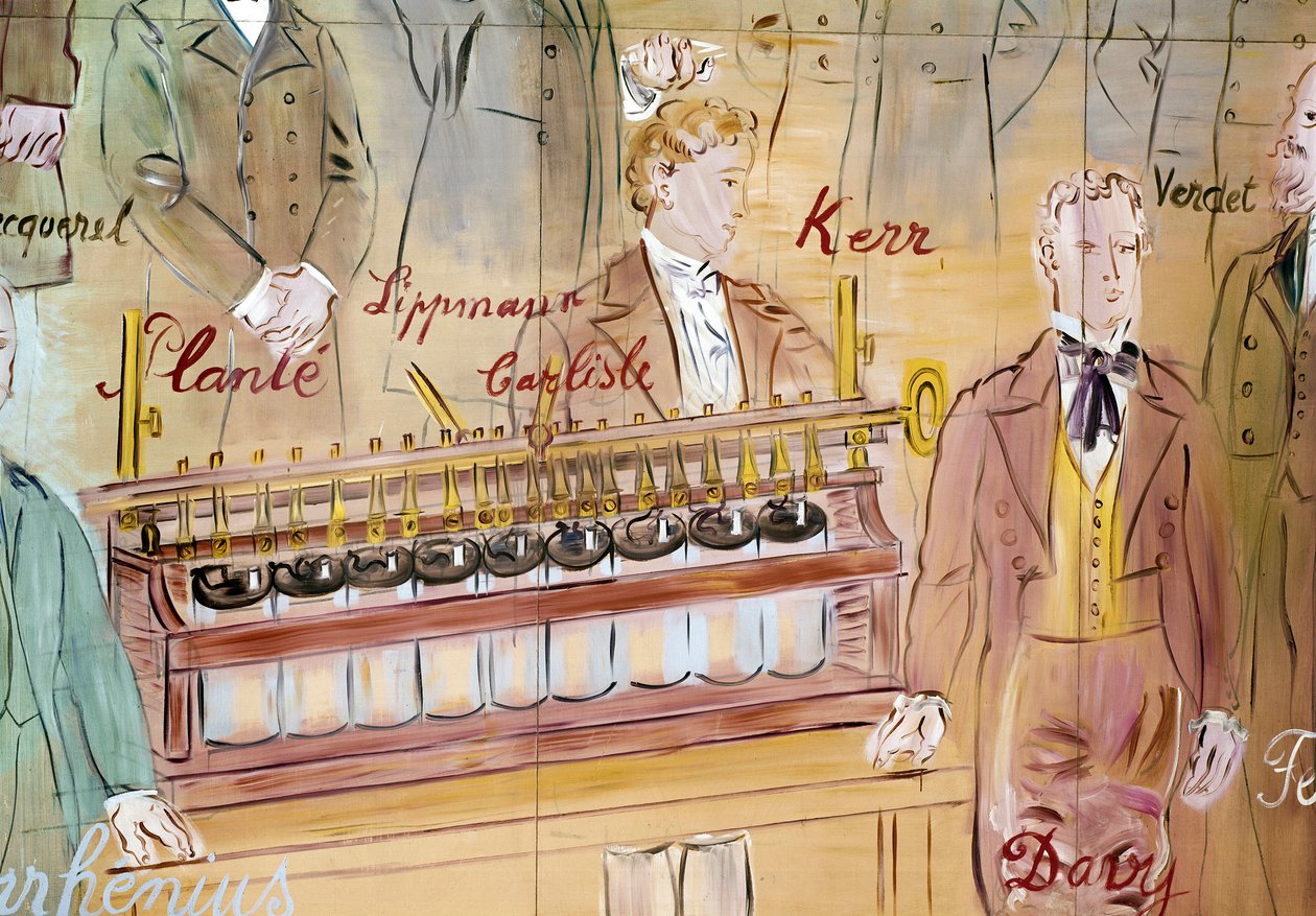 La Fee Electricite, detalje: Portrætter af Anthony Carlisle, engelsk kirurg, og Humphry Davy, engelsk kemiker. 1937 (maleri) af Raoul Dufy