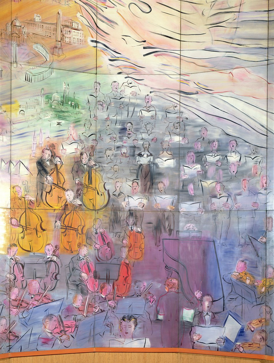 La Fee Electricite, detalje af venstre side, der forestiller et orkester af Raoul Dufy