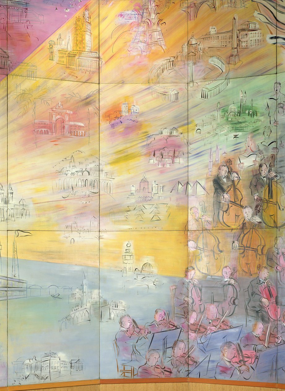 La Fee Electricite, detalje af venstre side, der forestiller et orkester af Raoul Dufy