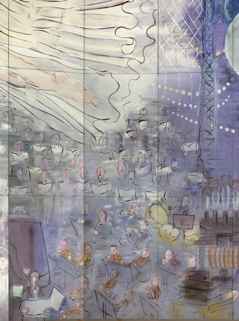 La Fee Electricite, detalje af venstre side, der forestiller et orkester af Raoul Dufy