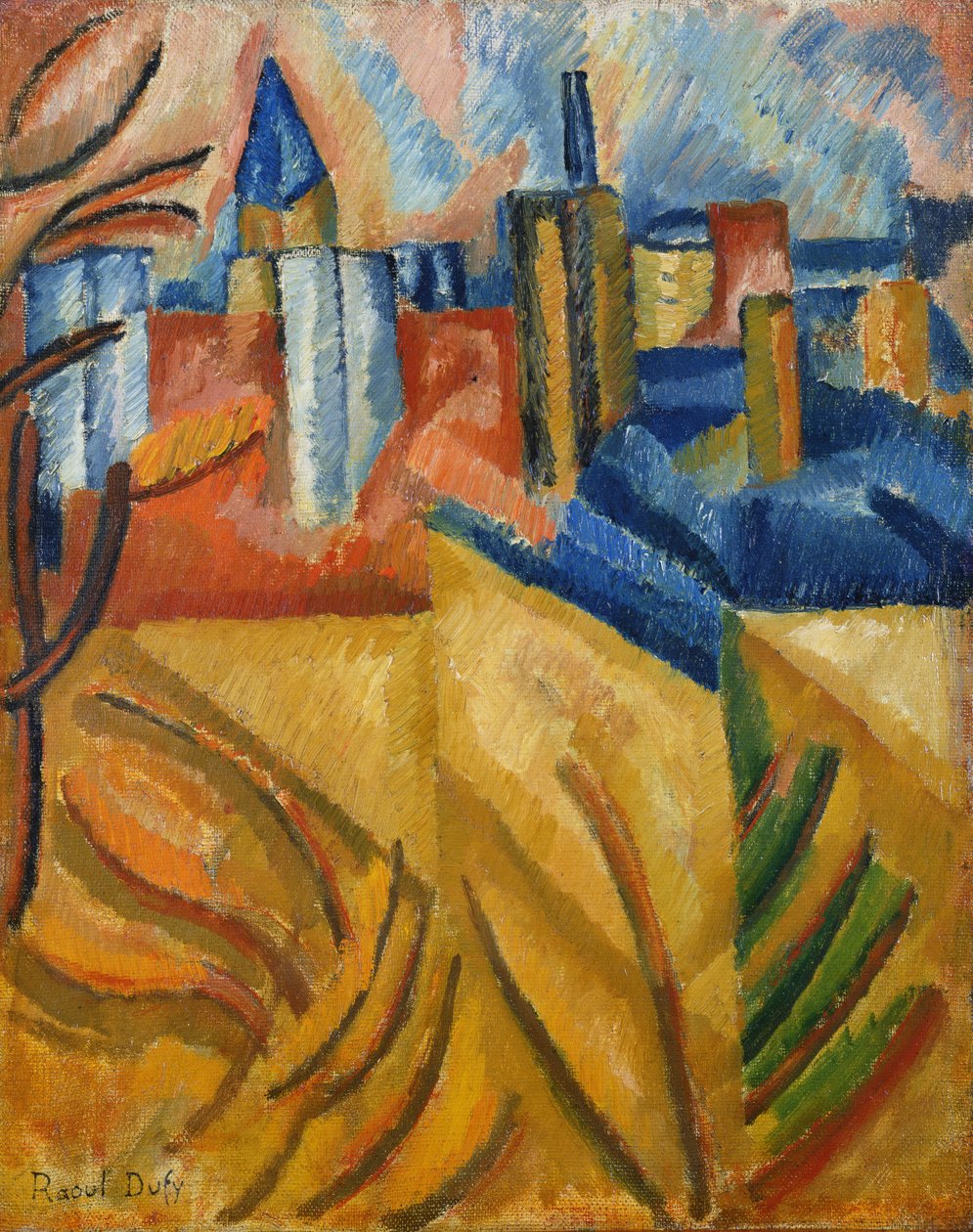 Tagene set fra Rue Seguier af Raoul Dufy