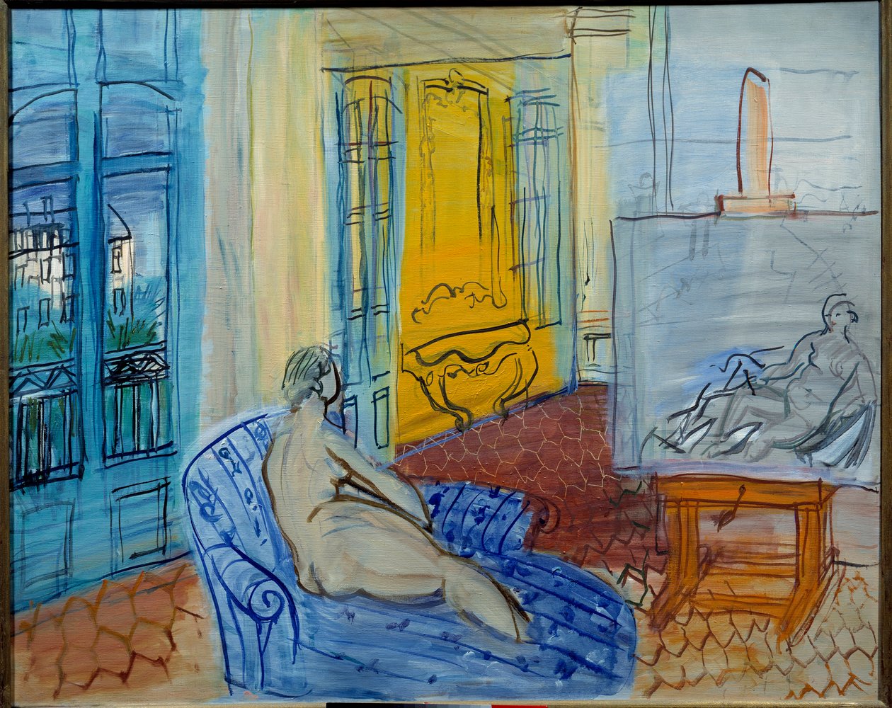 Model på værkstedet, 20. århundrede (olie på lærred) af Raoul Dufy