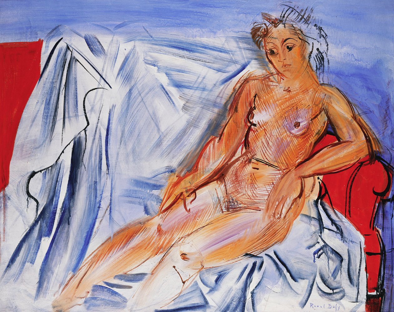Nøgen på sofaen; Nu au Canape af Raoul Dufy