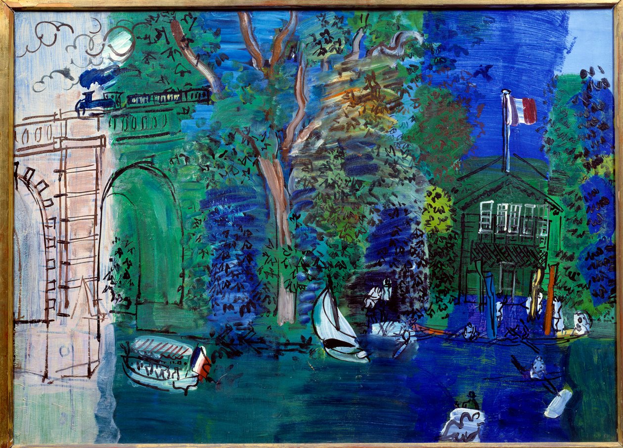 Nogent, den lyserøde bro og jernbanen af Raoul Dufy
