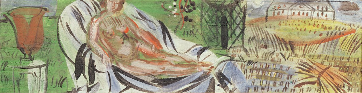 Nøgen med rød vase (olie på lærred) af Raoul Dufy