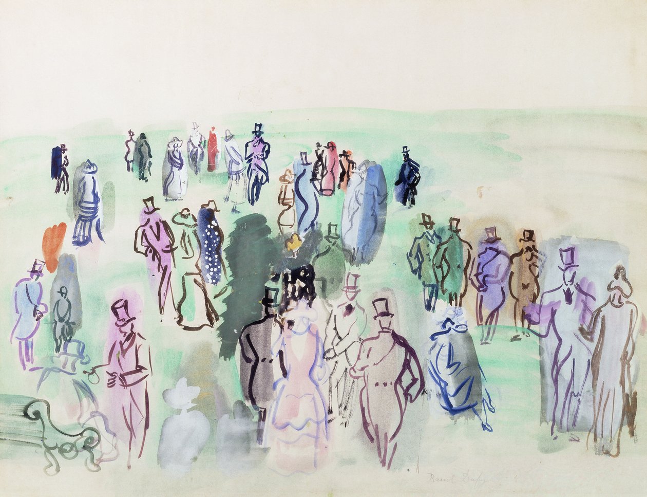 På græsplænen; Sur la Pelouse af Raoul Dufy