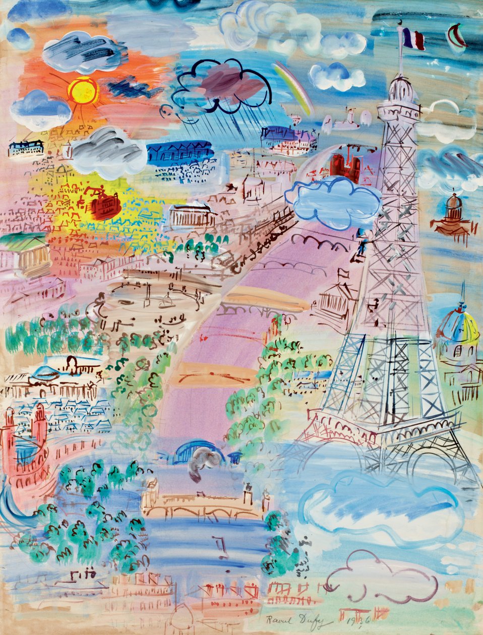 Paris og Eiffeltårnet af Raoul Dufy