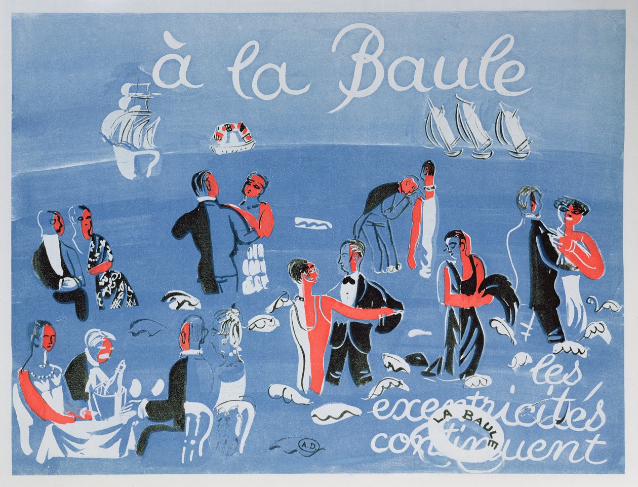 Plakat med reklame for badebyen La Baule af Raoul Dufy