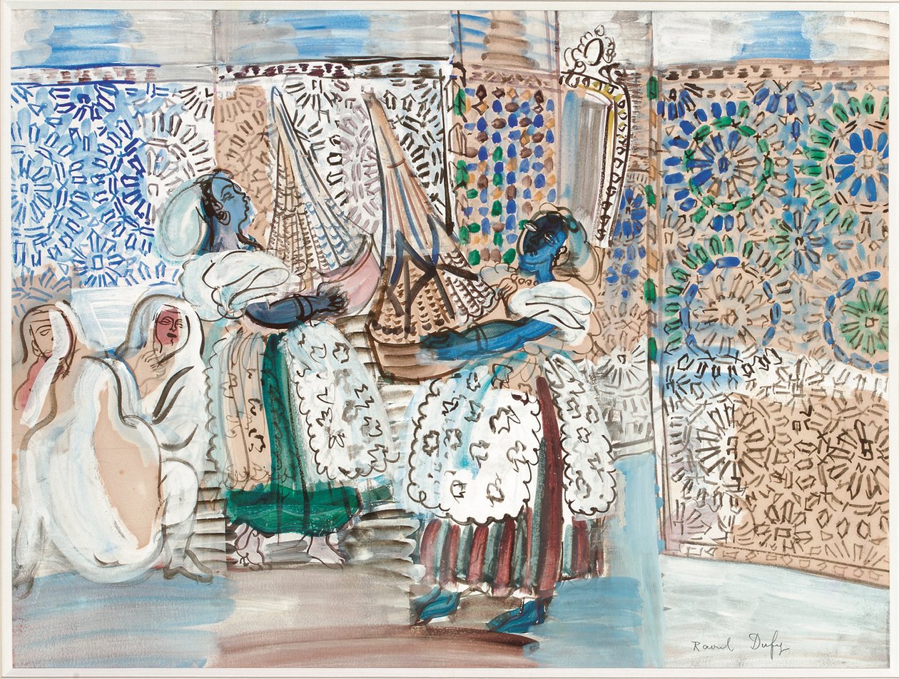 Reception with the Pasha of Marrakech (gouache, akvarel og blyant på papir) af Raoul Dufy