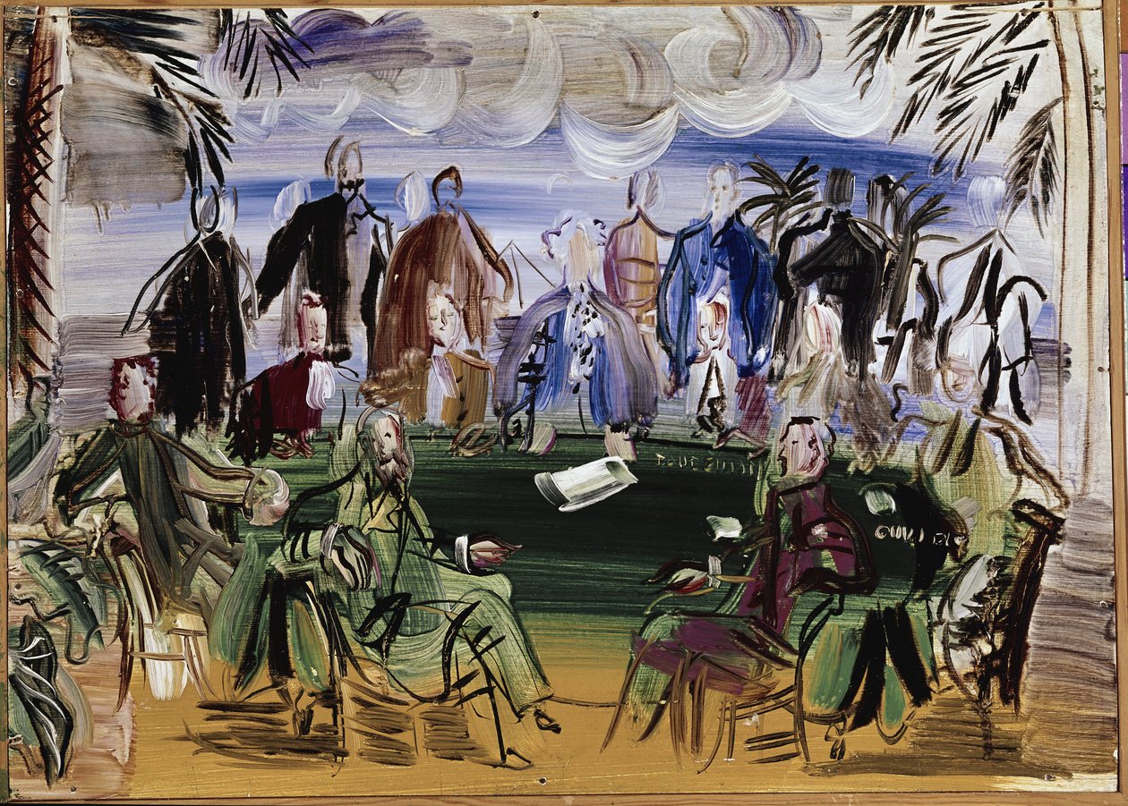 Forskere omkring et bord (olie på lærred) af Raoul Dufy
