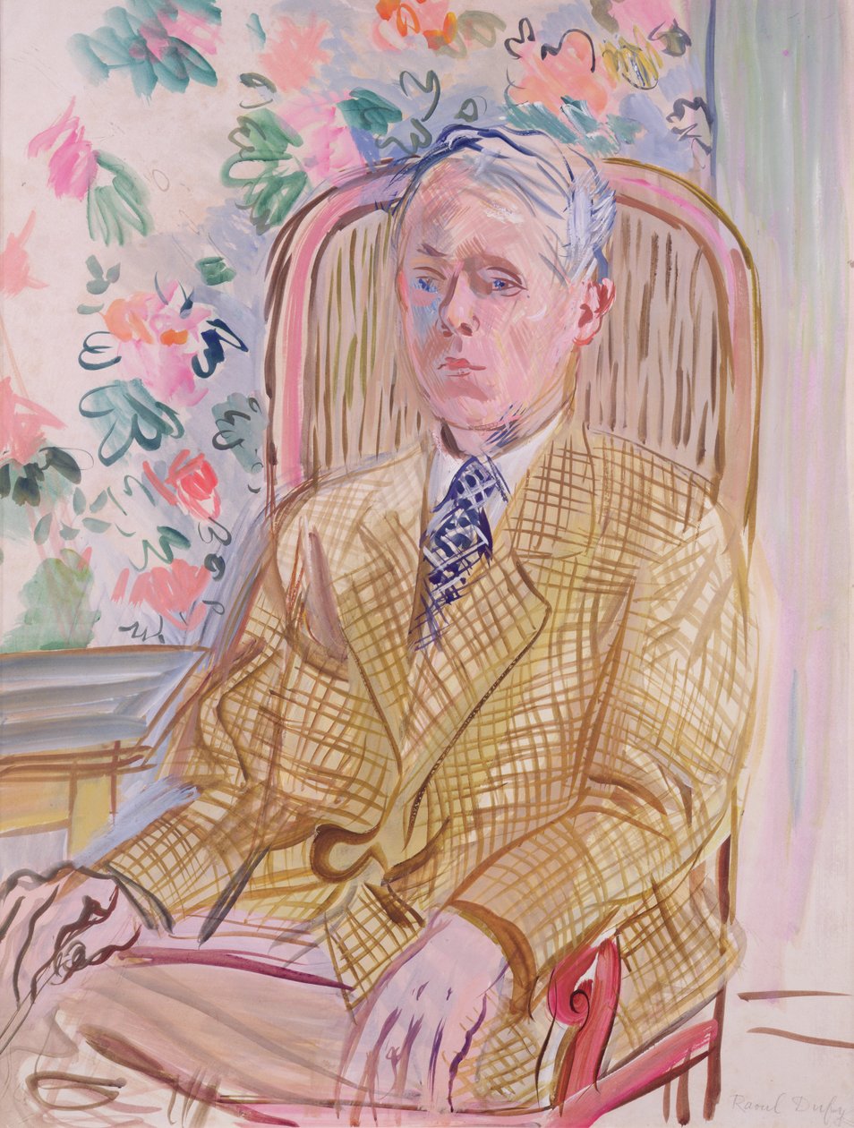 Selvportræt (akvarel på papir) af Raoul Dufy