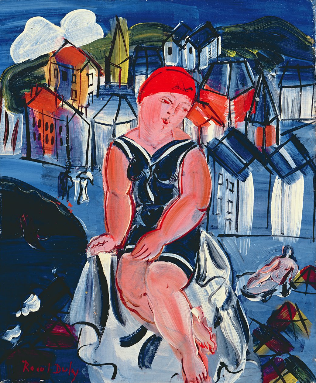 Lille badering ved Sainte Adresse af Raoul Dufy