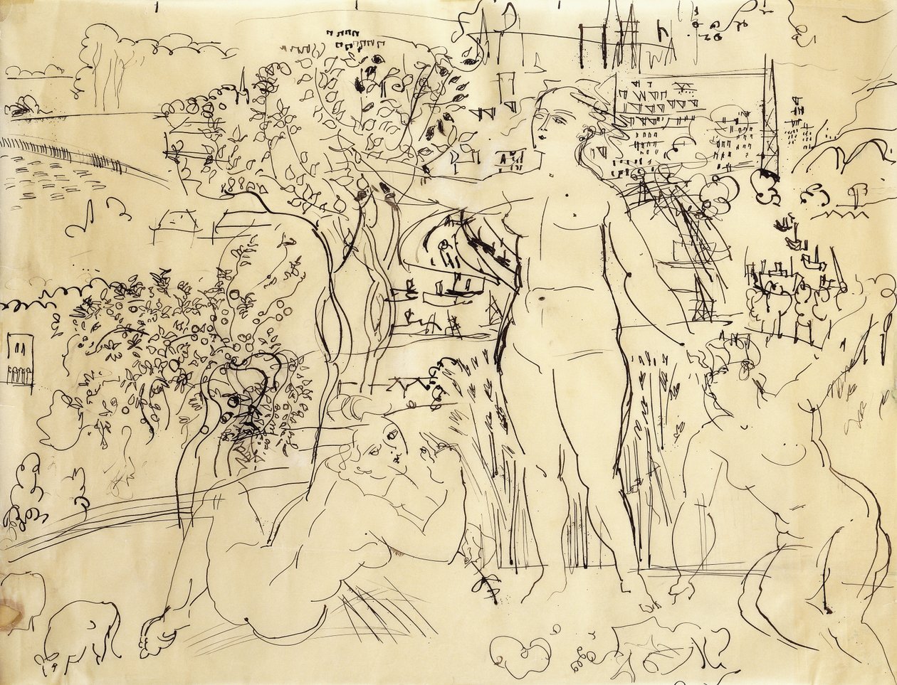 Studie til baren i Palais de Chaillot; Etude pour le Bar du Palais de Chaillot af Raoul Dufy