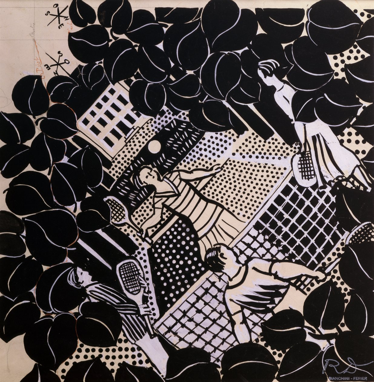 Tennis (pen  blæk og gouache på papir) af Raoul Dufy